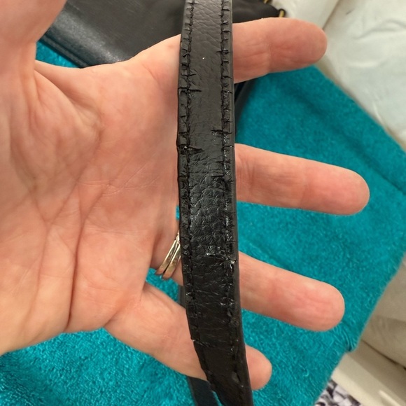 Fossil Vintage Black Pebbled Leather Crossbody GUC - Picture 8 of 11